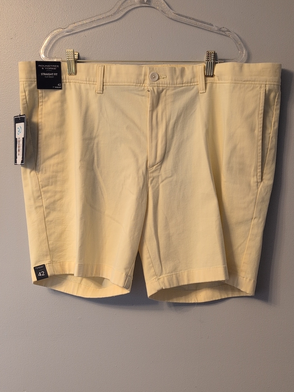 Men's Straight Fit Shorts - Light Yellow